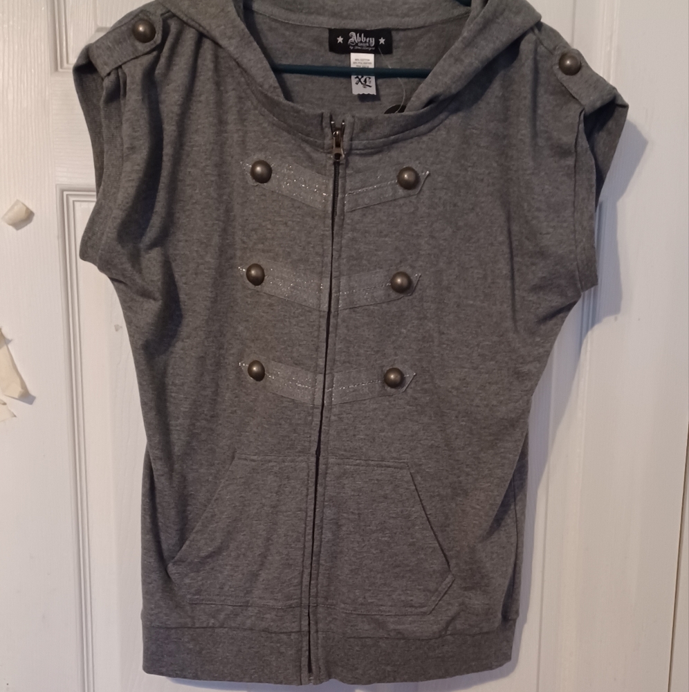 Abbey Dawn Gray Hooded Vest